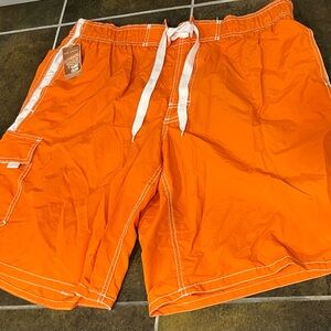 Arizona Jean Company Orange Swim Shorts with White Waistband size XXL BOARD SHOR